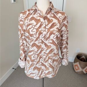 Boden Animal Print Shirt with Pink Accents